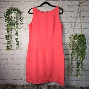 JESSICA HOWARD LINEN BLEND SHEATH DRESS IN AZALEA PINK LINED SIZE 14 EUC